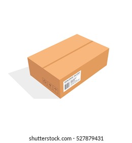 Isometric cardboard box packaging isolated, vector illustration design