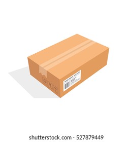 Isometric cardboard box packaging isolated, vector illustration design