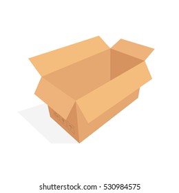 Isometric cardboard box packaging isolated, vector illustration design