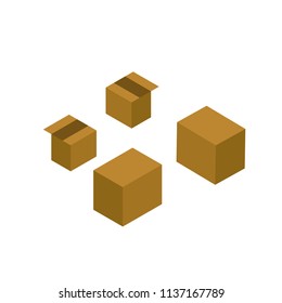 Isometric cardboard boxes isolated on white background.Vector illustration.