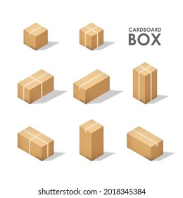 Isometric cardboard boxes isolated on a white background, vector illustration