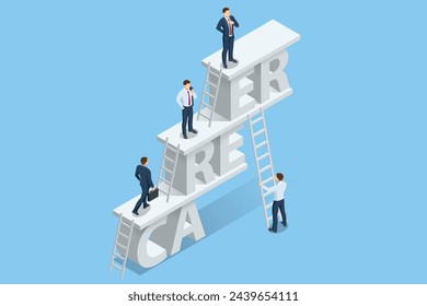 Isometric Career Growth. Creative idea, Start Up, Future Success. Business Arrow Target Direction. Success. Business Vision and Target. Way to Success Cover, Persentation, Social Media. Investment ROI