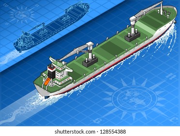 Isometric Cargo Ship Container in Navigation.