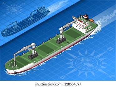 Isometric Cargo Ship Container in Navigation.