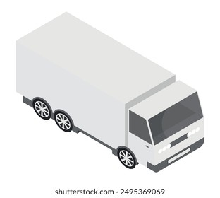 Isometric Cargo Truck transportation, delivery, boxes. City commercial delivery truck template. Vector illustration. Eps 10.