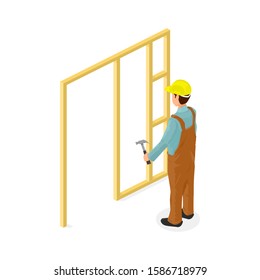 Isometric Carpentry Construction Contractor Carpenter - Icon Vector Illustration. - Powered by Shutterstock - Get 15% off with code: PIKWIZARD15