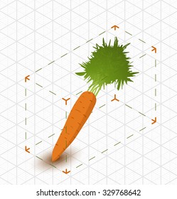 isometric carrot in bounding box