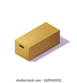 Isometric carton packaging box. 3D realistic icons. Box cardboard, craft packaging, isolated vector