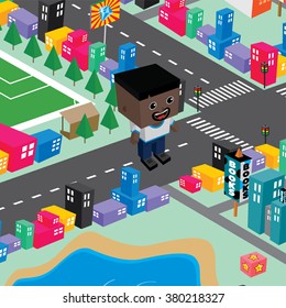 isometric cartoon world