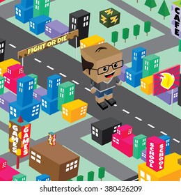 isometric cartoon world