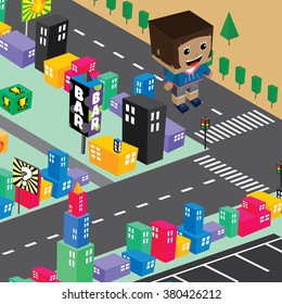 isometric cartoon world