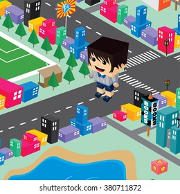 isometric cartoon world