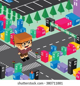 isometric cartoon world
