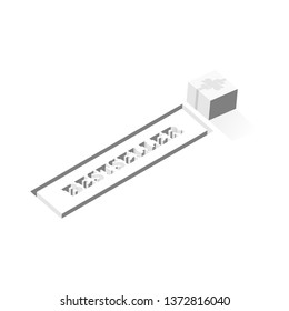 Isometric carved with wording Bestseller and gift box soft black color and white color on isolated background illustration vector