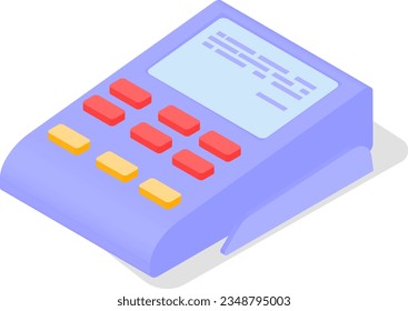 Isometric cash register, cash machine their can use credit card vector illustration. Isolated on white background.