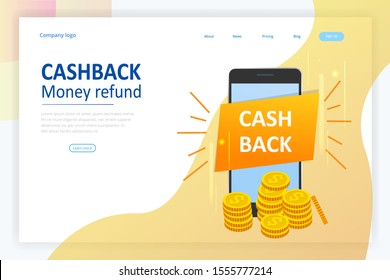Isometric Cashback and Saving Money Concept. Money Refund. Digital Payment or Online Cashback Service. Electronic invoice.