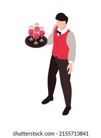 Isometric casino composition with isolated human character on blank background vector illustration