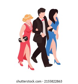 Isometric casino composition with isolated human characters on blank background vector illustration