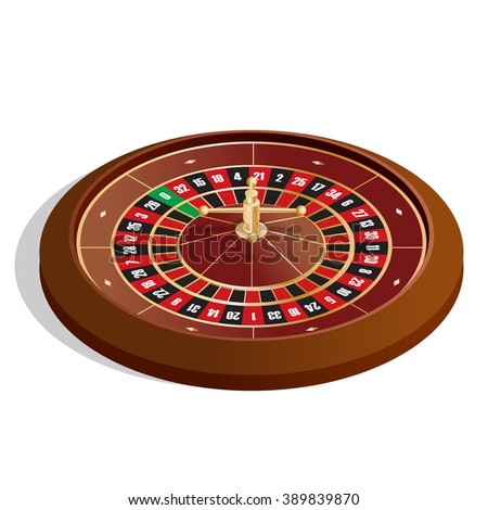 Isometric Casino Roulette whee. Realistic casino gambling roulette wheel isolated on white background vector illustration