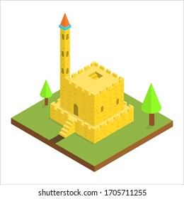 isometric castle design, vector illustration image.