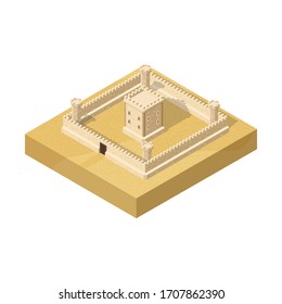 isometric castle vector, 3d image.
