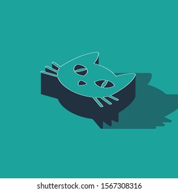 Isometric Cat icon isolated on green background.  Vector Illustration