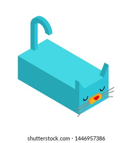 Isometric Cat isolated. Geometric pet. 3D Animal
