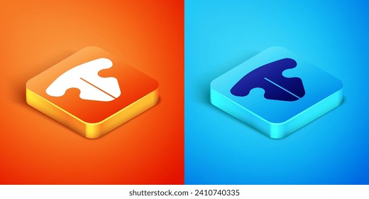 Isometric Cat nose icon isolated on orange and blue background.  Vector