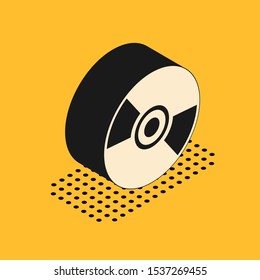 Isometric CD or DVD disk icon isolated on yellow background. Compact disc sign.  Vector Illustration
