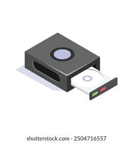 Isometric CD ROM icon, ideal for media, storage, and retro technology themed designs