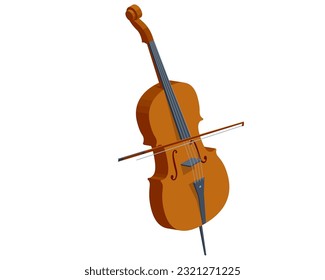 Isometric cello, violoncello, bass-viol isolated on wihte