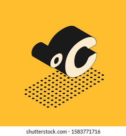 Isometric Celsius icon isolated on yellow background.  Vector Illustration