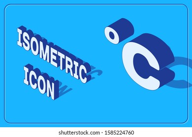 Isometric Celsius icon isolated on blue background.  Vector Illustration