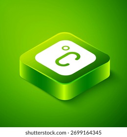 Isometric Celsius icon isolated on green background. Green square button. Vector