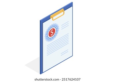 Isometric Certificate template icon retro design