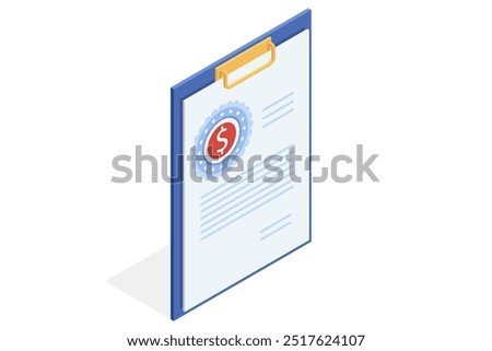Isometric Certificate template icon retro design