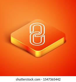 Isometric Chain link icon isolated on orange background. Link single.  Vector Illustration