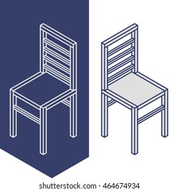 Isometric chair line icon vector; Linear classic chair pictogram isolated 