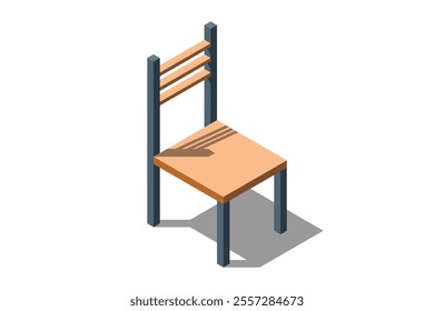 Isometric chair. Wooden chair. Chair icon in isometric style. Isometric furniture. Vector illustration