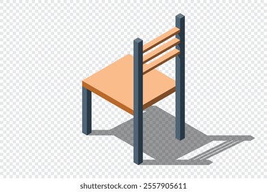 Isometric chair. Wooden chair. Chair icon in isometric style. Isometric furniture. Vector illustration
