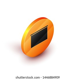 Isometric Chalkboard icon isolated on white background. School Blackboard sign. Orange circle button. Vector Illustration