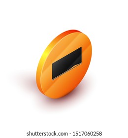 Isometric Chalkboard icon isolated on white background. School Blackboard sign. Orange circle button. Vector Illustration