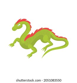 Isometric character of magical green dragon on white background vector illustration