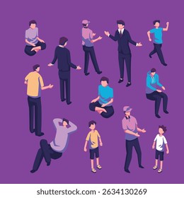 isometric character male illustration design
