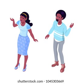 Isometric Characters, Interacting Flat Style Poeple Talking 