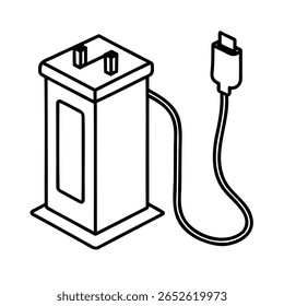 Estação de carregamento isométrica com um conector conectado do cabo U S B