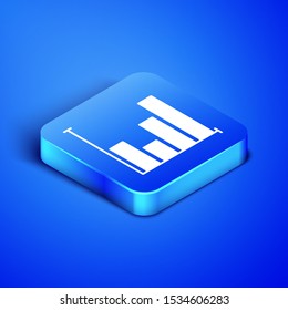 Isometric chart infographic icon isolated on blue background. Diagram chart sign. Blue square button. Vector Illustration