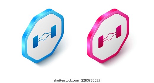 Isometric Chassis car icon isolated on white background. Hexagon button. Vector
