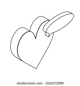 Isometric chat bubble with heart simple icon concept vector illustration