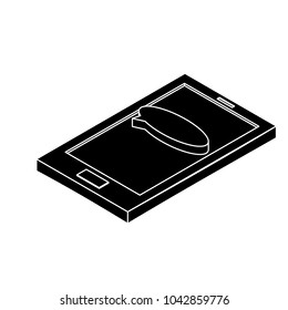 Isometric chat bubble on smartphone simple icon concept vector illustration